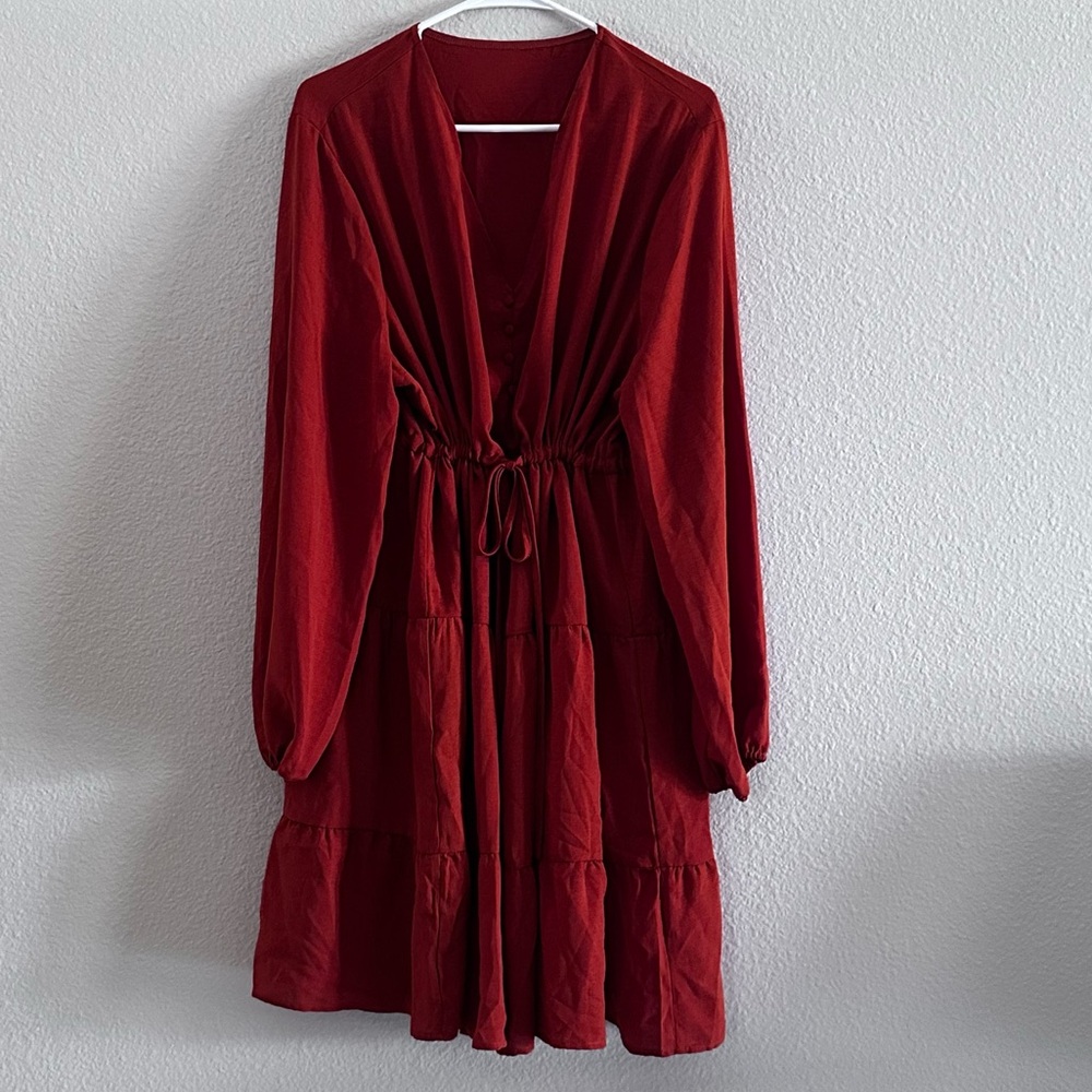 NWOT Shein Drawstring Waist Ruffle Hem Smock Dress
